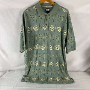 Tommy Bahama Vintage Men's 3 Button Polo Shirt flower Print Large (L)